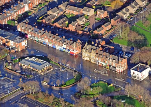 An aerial picture of last December's floods in Kirkstall Road, Leeds.