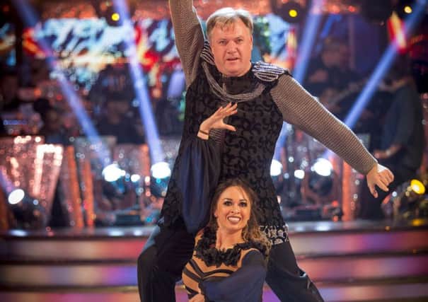 EMBARGOED TO 2025 SATURDAY OCTOBER 15

For use in UK, Ireland or Benelux countries only 

Undated BBC handout photo of Ed Balls with dance partner Katya Jones during a dress rehearsal for tonight's edition of the BBC1 show, Strictly Come Dancing. PRESS ASSOCIATION Photo. Issue date: Saturday October 15, 2016. See PA story SHOWBIZ Strictly. Photo credit should read: Guy Levy/BBC/PA Wire

NOTE TO EDITORS: Not for use more than 21 days after issue. You may use this picture without charge only for the purpose of publicising or reporting on current BBC programming, personnel or other BBC output or activity within 21 days of issue. Any use after that time MUST be cleared through BBC Picture Publicity. Please credit the image to the BBC and any named photographer or independent programme maker, as described in the caption.
