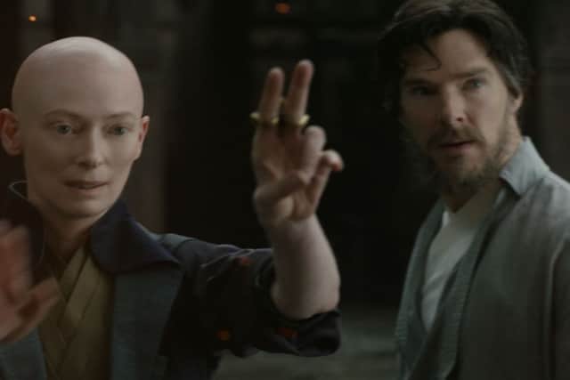 Undated Film Still Handout from DOCTOR STRANGE. Pictured: The Ancient One (Tilda Swinton) and Doctor Stephen Strange (Benedict Cumberbatch). See PA Feature FILM Reviews. Picture credit should read: PA Photo/Marvel. WARNING: This picture must only be used to accompany PA Feature FILM Reviews.