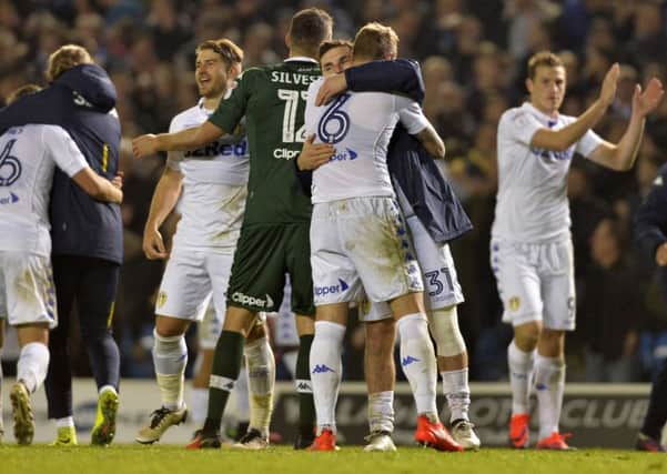 Leeds celebrate their win after the penalty shoot out. (Picture: Bruce Rollinson)