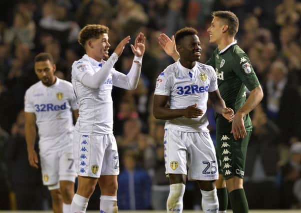 Kalvin Phillips, Ronaldo Vieira and Marco Silvestri celebrate after their penalty shootout win over Norwich.