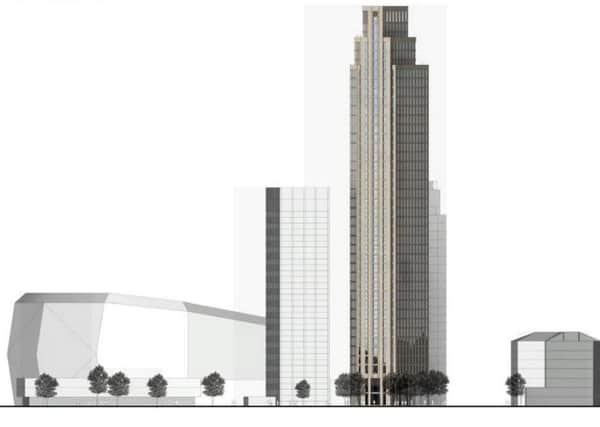 How the 40 storey skyscraper next to Leedss First Direct Arena could look.