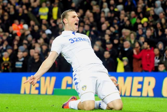 Chris Wood celebrates after scoring at Norwich.