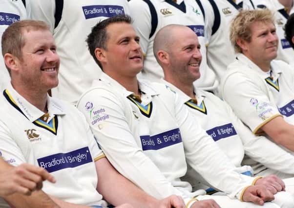 NEW ERA: Craig White, third right, lines up with former Yorkshire team-mates Anthony McGrath, Darren Gough and, far right, Matthew Hoggard, for a team photo shoot back in 2008.