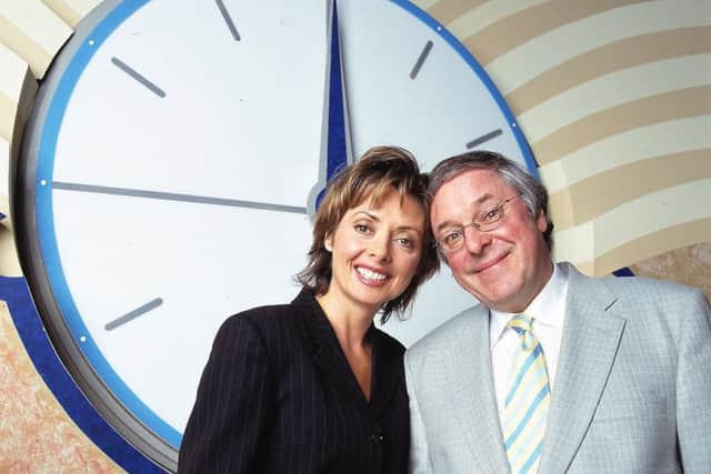 Carol Vorderman and the late Richard Whiteley on the set of Countdown. Picture: Channel 4.
