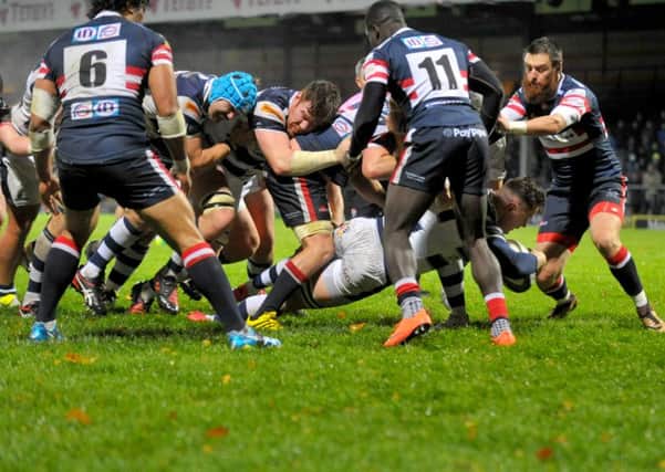 Action from Yorkshire Carnegie v Doncaster Knights on Friday night. Picture: Steve Riding.