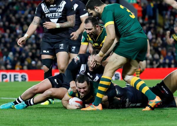 Australia's Boyd Cordner scores his side's sixth try during the Final of the Ladbrokes Four Nations Championship at Anfield, Liverpool. (Picture: Martin Rickett/PA Wire)