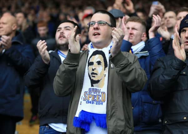 Leeds United and Newcastle United supporters chant Gary Speed's name during the Sky Bet Championship match.