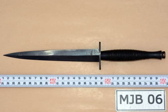 The "fighting dagger" used by Mair during his attacks on MP Jo Cox and Bernard Carter Kenny.