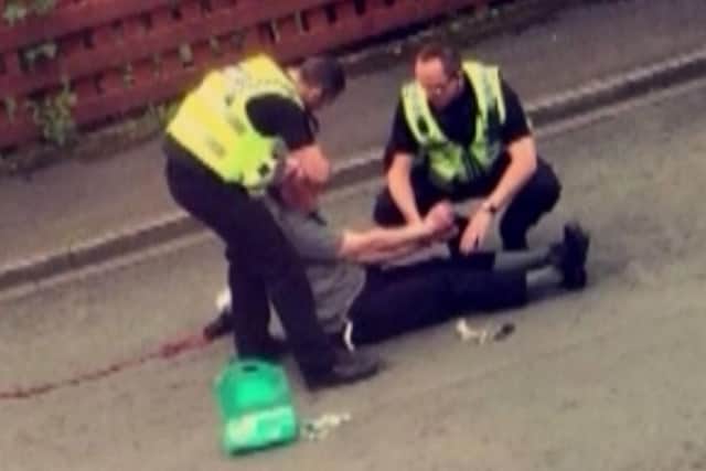 Mobile phone footage showed the arrest of Thomas Mair in Risedale Avenue.