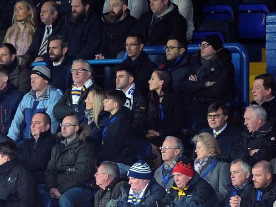 Andrea Radrizzani, back row second from the right, pictured at Leeds' 2-0 defeat to Newcastle United.