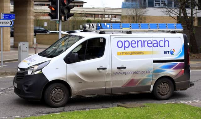 File photo dated of a BT Openreach van in Woking, Surrey. Telecoms watchdog Ofcom said BT must legally separate from its Openreach network division after it failed to address competition concerns. PRESS ASSOCIATION Photo. Issue date: Tuesday November 29, 2016.  Photo:  Jonathan Brady/PA Wire