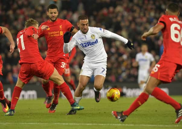 Kemar Roofe in action against Liverpool.