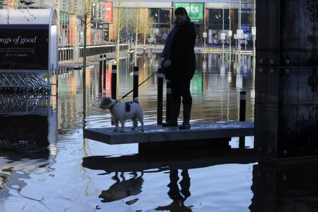 Flooding at Kirkstall Valley Retail Park, Bridge Road.  27 December 2015.  Picture Bruce Rollinson