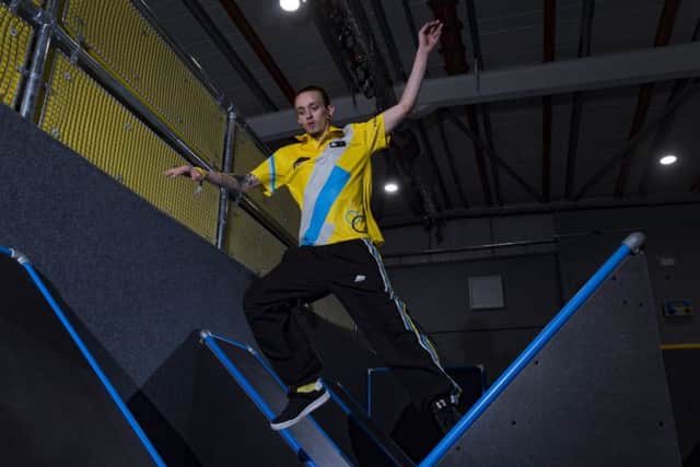 Date:21st September 2016. Picture James Hardisty.
Photo Essay........At the new ultimate trampoline park for both adults and chidren Oxygen Freejumping, Cardigan Fields Leisure Park, Kirksatll Road, Leeds. Pictured Having fun in the new centre Jamie Dewhirse.