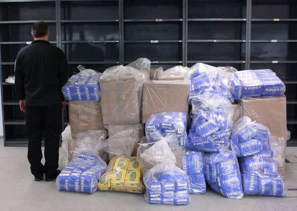 Tonnes of illicit tobacco were seized by HM Customs and Revenue inspectors.