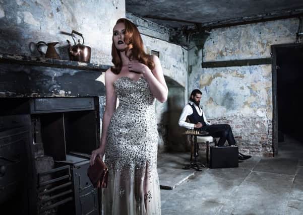 Maxwell Scott's fashion shoot at the former Robson & Cooper leather shop in York. Restoration work is due to begin on the house, which was built in 1714.  Lucca shoulder bag, Â£132; Scanno attache case, Â£465. Dress from Molly Browns, suit from Guards1843.