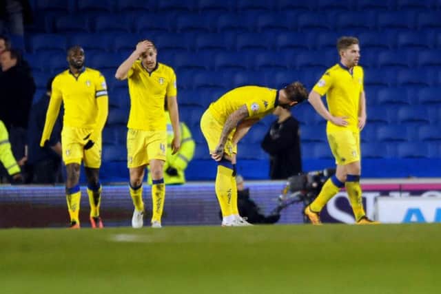 FEBRUARY 2016: Dejected Leeds players after the fourth Brighton Goal. PIC: Simon Hulme