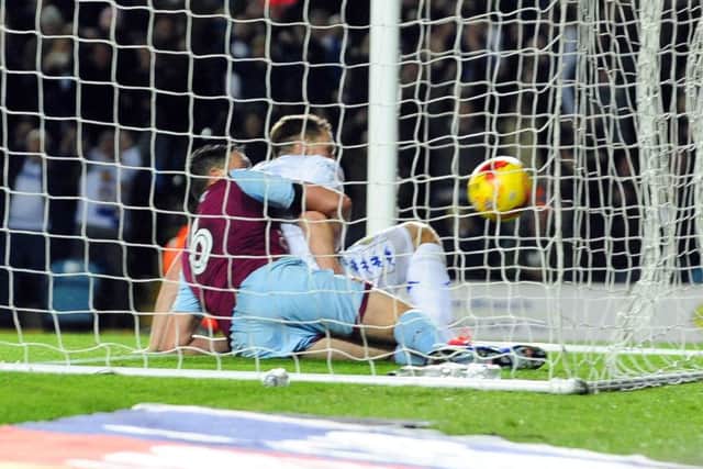 Chris Wood scores the second goal against Villa. (Picture: Simon Hulme)