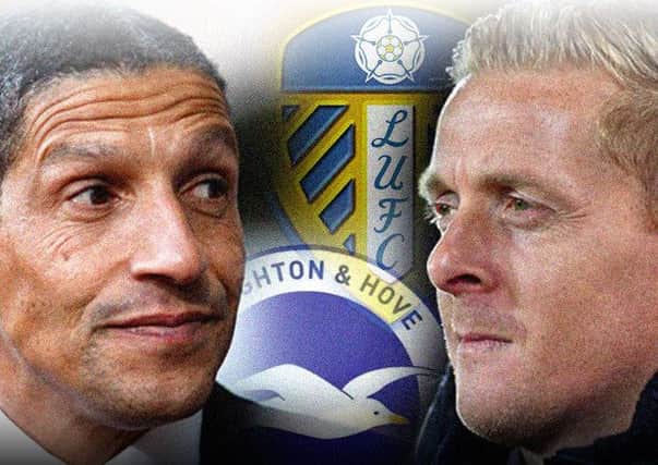 BIG MATCH: Chris Hughton goes head to head with Leeds boss Garry Monk tonight. Graphic: Graeme Bandeira.