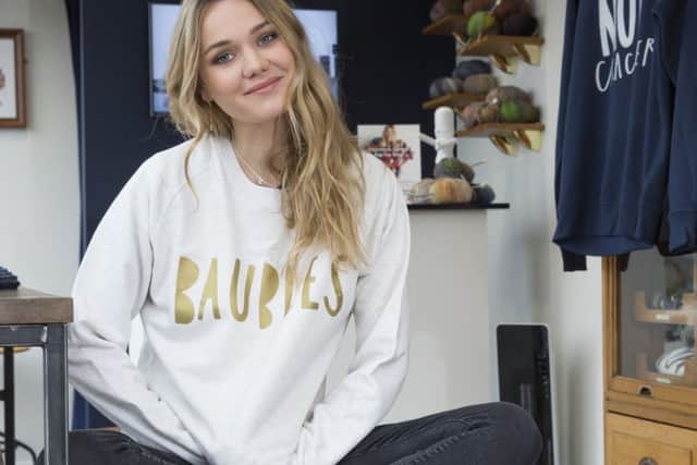 Immy Waterhouse at McArthurGlen;s Christmas Jumper pop-up bus, which will be at York Designer Outlet on Thursday.