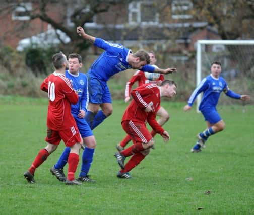 Alwoodley Res v Stanningley OB Yokshire Amateur League Tery Marflitt Trophy ...Stanningley won 3-0 sat 10th dec 2016
ake Dalley attempts to win the ball for Stanningley OB
