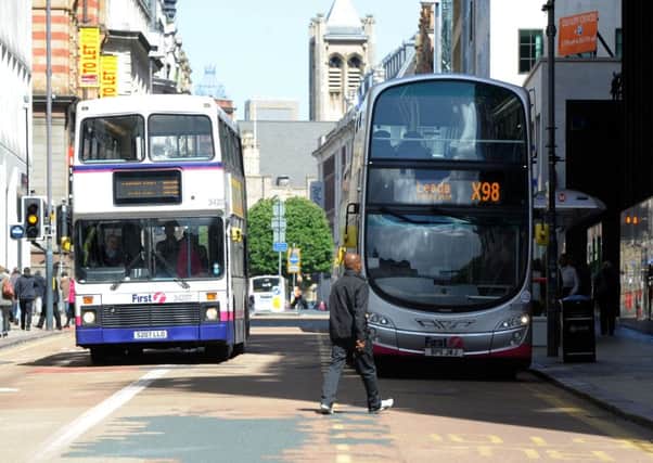 Buses in Leeds City Centre.