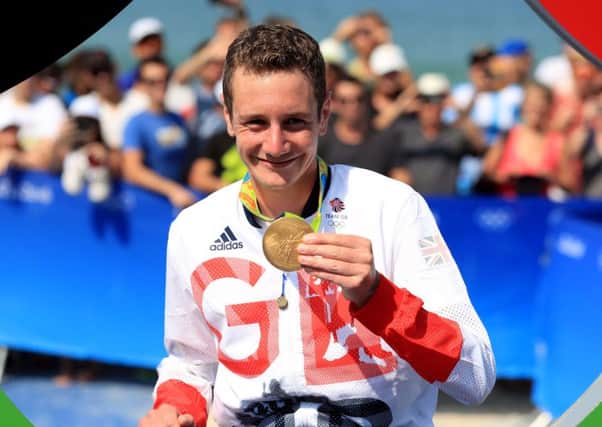 Alistair Brownlee with his triathlon gold medal at the Rio Olympics.