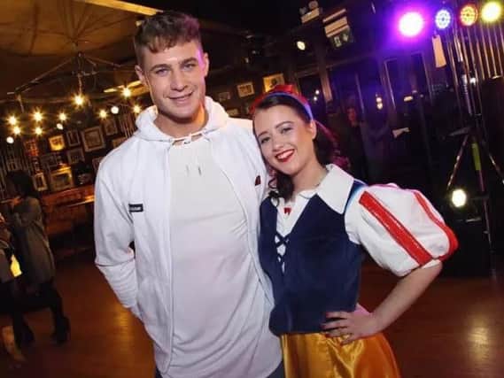 THE STARS: Scotty T and Lucy Dures at the launch party of Snow White and the Seven Dwarfs