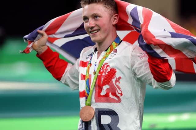 Great Britain's Nile Wilson has won a bronze medal in the men's horizontal bar at the Rio Olympic Arena on the eleventh day of the Rio Olympics Games, Brazil. PRESS ASSOCIATION Photo. Picture date: Tuesday August 16, 2016. Photo credit should read: Owen Humphreys/PA Wire. EDITORIAL USE ONLY