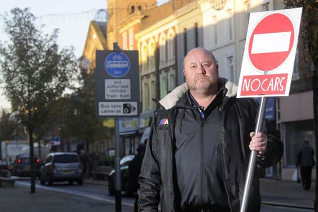 PROTEST: Motorist Colin Nugent staged a one-man demonstration after being fined in Fishergates bus lanes