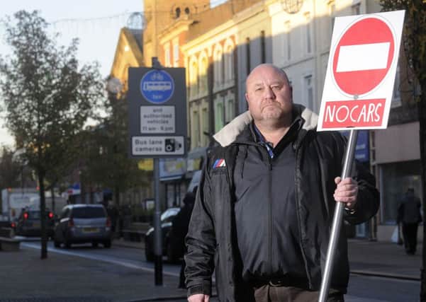 PROTEST: Motorist Colin Nugent staged a one-man demonstration after being fined in Fishergates bus lanes
