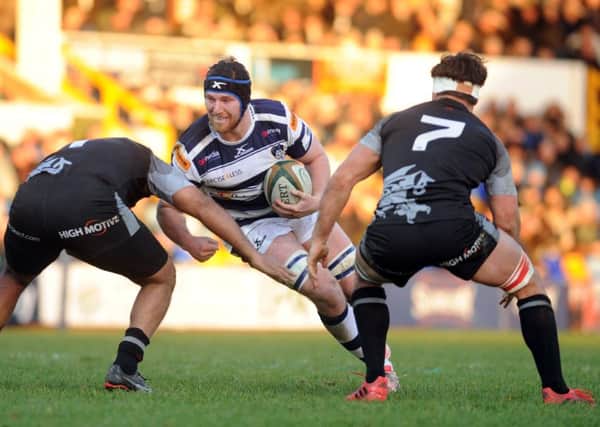Yorkshire Carnegie's Matt Smith takes on the London Welsh defence. PIC: Steve Riding