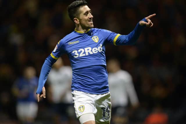 Pablo Hernandez celebrates scoring Leeds fourth goal against
Preston North End on Boxing Day. Picture: Bruce Rollinson.