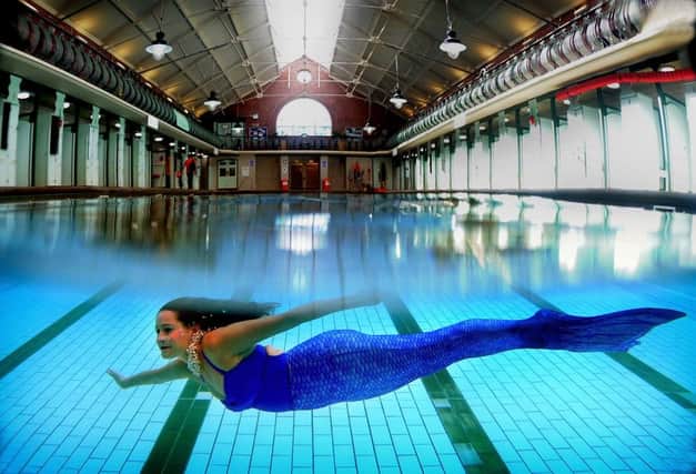The Bramley Mermaid..Yorkshire Aquatic Life, Bramley Baths, Leeds..Lucy Meredith dressed as a mermaid.6th September 2016 ..Picture by Simon Hulme