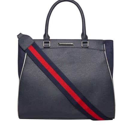 The on-the-move smart bag: 

Stripe strap tote bag, Â£35, at Dorothy Perkins.