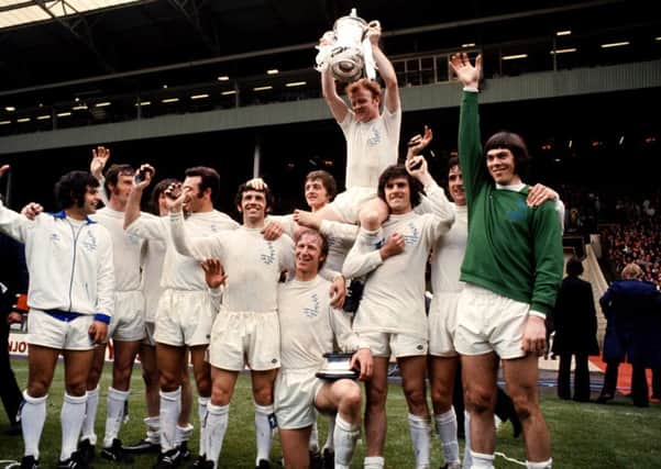 GREAT DAY: Leeds United celebrate winning the FA Cup in 1972: (l-r) Mick Bates, Paul Madeley, Eddie Gray, Paul Reaney, Johnny Giles, Jack Charlton, Allan Clarke, Billy Bremner, Peter Lorimer, Norman Hunter, David Harvey. Picture: PA