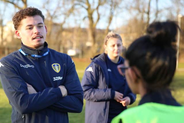 Kalvin Phillips took a coaching session at Allerton Grange School