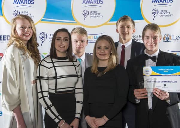 City of Leeds Swiming Club members pick up the Young Club/Team award last year at the Leeds Sports Awards.
