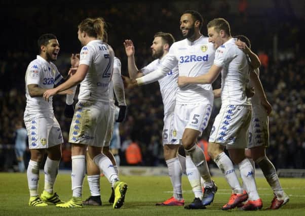 Kyle Bartley celebrates with team-mates.