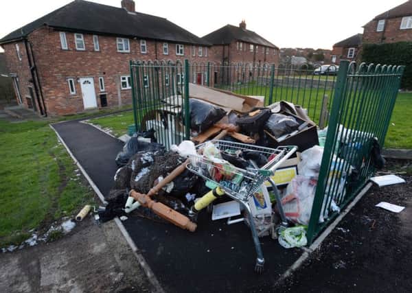 RUBBISH: The communal bin area at Valley Road, Pudsey.