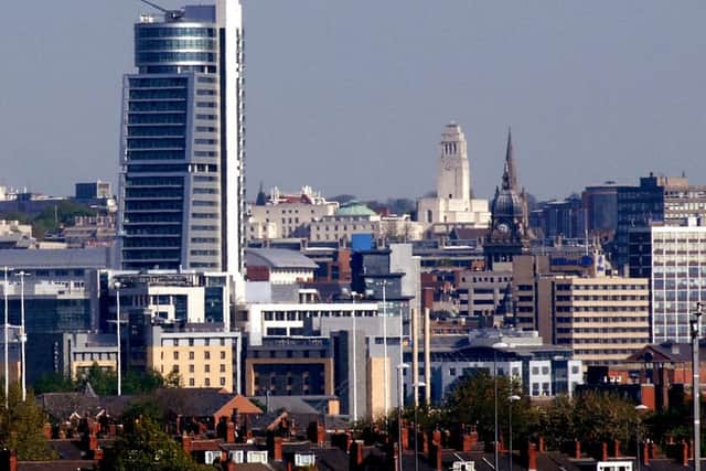 Leeds city centre skyline with Bridgewater Place, The Town Hall, Leeds University etc.