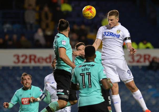 Chris Wood heads in against Derby County.