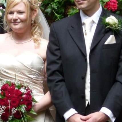 HAPPY DAY: Richard Brightmore and Leanne were married at St Andrew's Church.(NS)