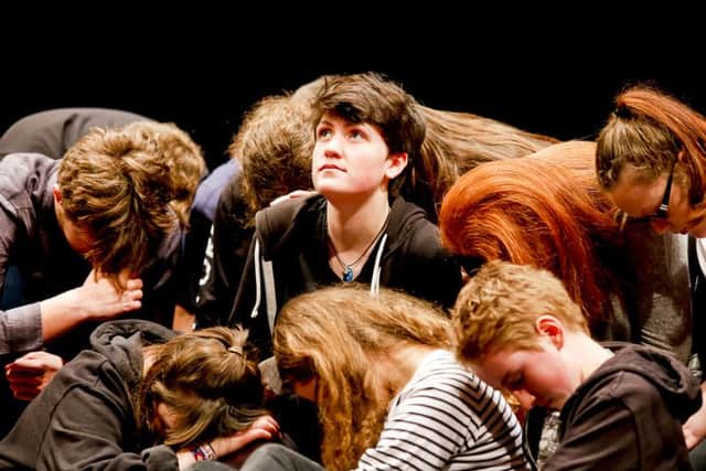 The Carriageworks Young Theatre Makers rehearse their performance piece Light the Dark ahead of their involvement in the citys civic commemoration held on Sunday 22 January at Leeds Town Hall from 2pm to mark Holocaust Memorial Day