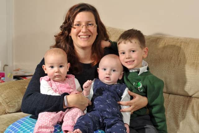 Dianne Green, from Farsley, near Leeds, who went through four unsuccessful cycles of IVF before having her son William and twins Sophie and Charlie. Picture Tony Johnson.