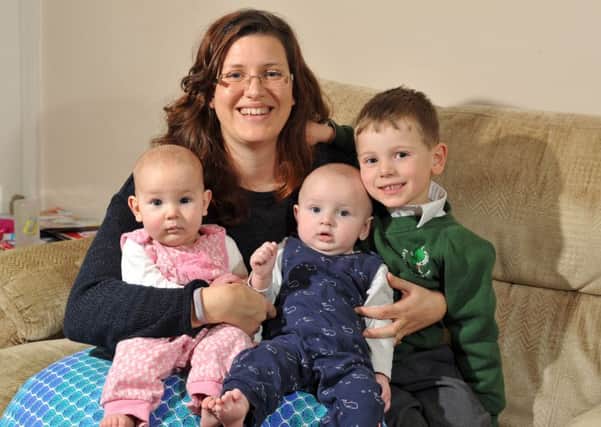 Dianne Green, from Farsley, near Leeds, who went through four unsuccessful cycles of IVF before having her son William and twins Sophie and Charlie. Picture Tony Johnson.