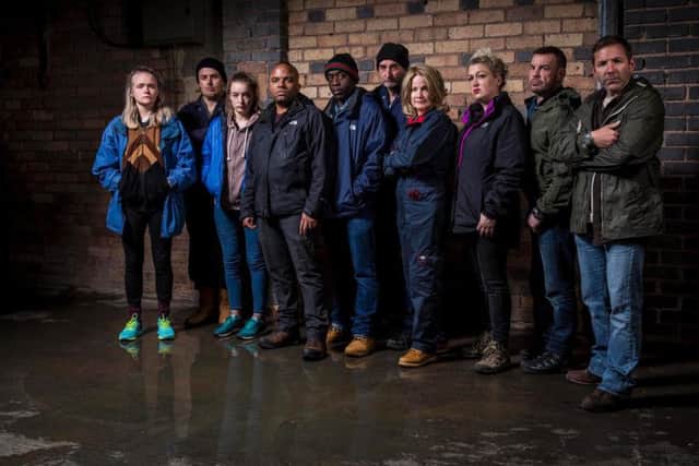 The 2016 Hunted contestants, including Leeds pair Anna May and Elizabeth Garnett (left)