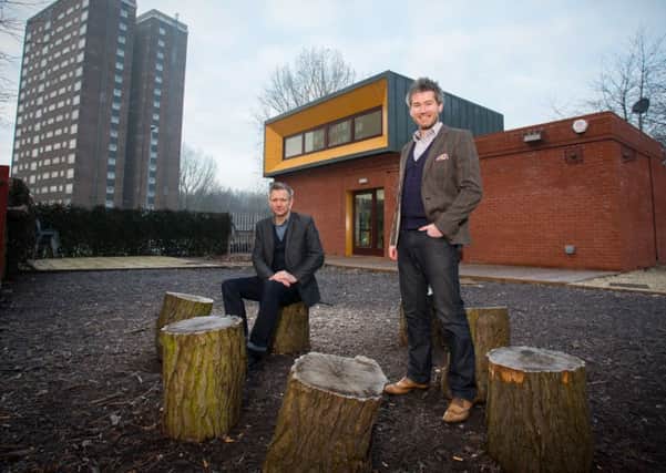 Simon Warren and Craig Stott outside the New Wortley Community Centre.