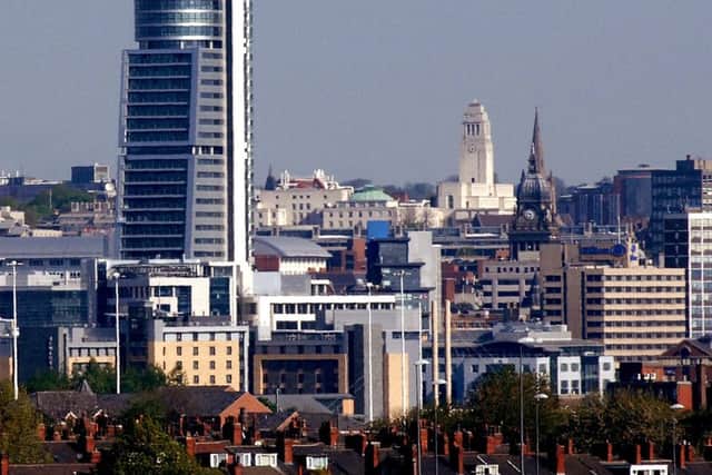 Leeds city centre skyline with Bridgewater Place, The Town Hall, Leeds University etc.
